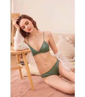 Set of Non-Padded Bra & Bikini  Sexy Lingerie (green)