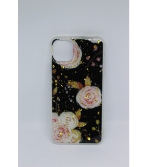 Iphone 11 Pro Black Flower Side Rubber Hard Cover